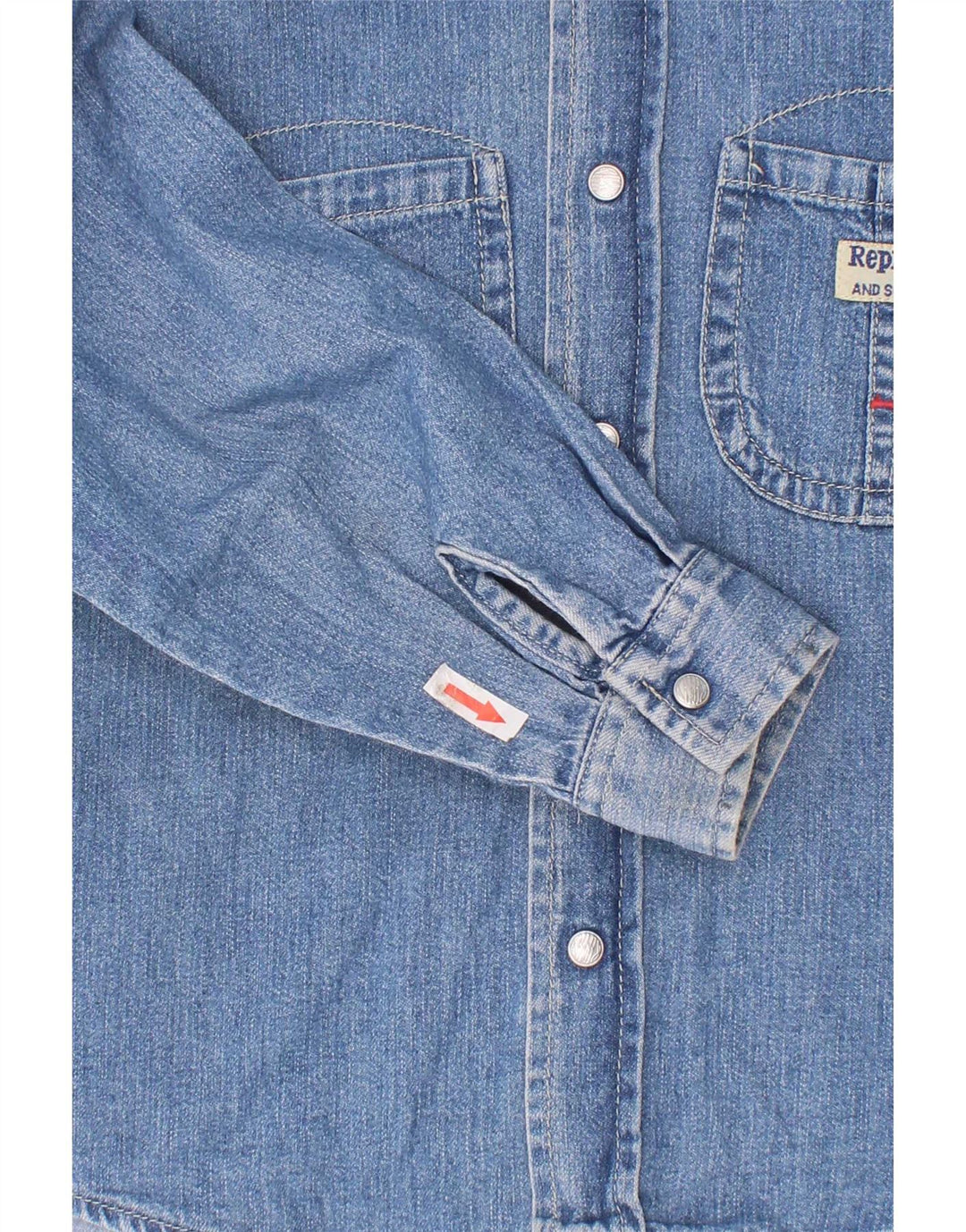Replay Jungen-Jeanshemd mit Grafik, 6–7 Jahre, blaue Baumwolle