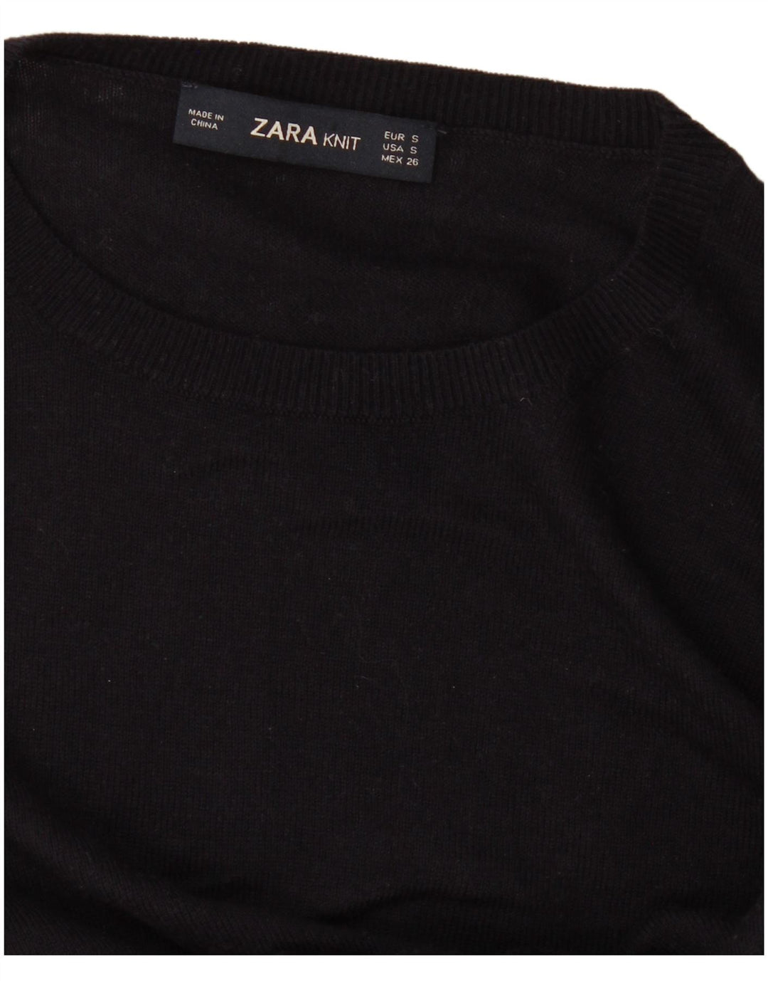 Zara Damen-Pullover mit Rundhalsausschnitt, Gr. 10, Größe S, Schwarz