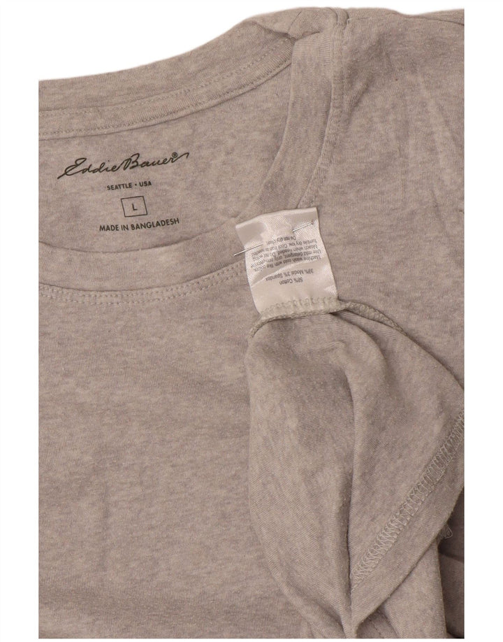 EDDIE BAUER Damen Top Langarm UK 14 Large Grau Baumwolle