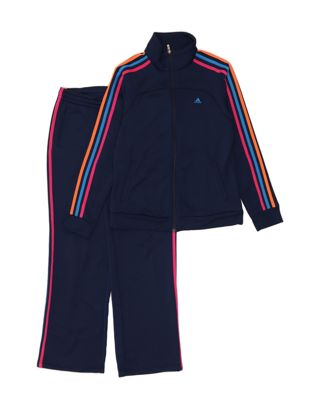 ADIDAS Womens Full Tracksuit UK 12/14 Medium  Navy Blue Polyester Vintage Adidas and Second-Hand Adidas from Messina Hembry 