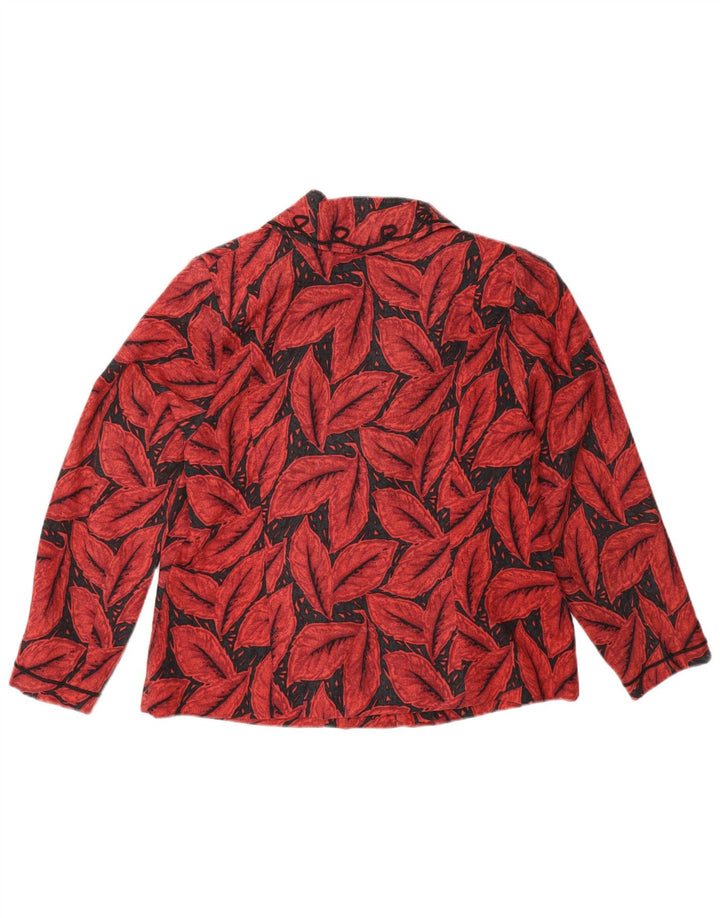 VINTAGE Womens 3/4 Sleeve Blazer Jacket UK 14 Medium Red Floral