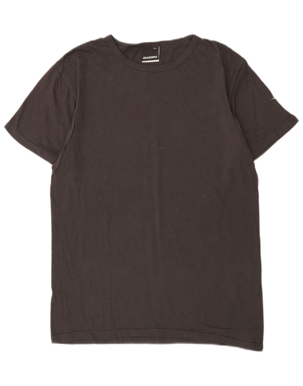 Diadora Damen T-Shirt Top UK 16 Large Grau Baumwolle