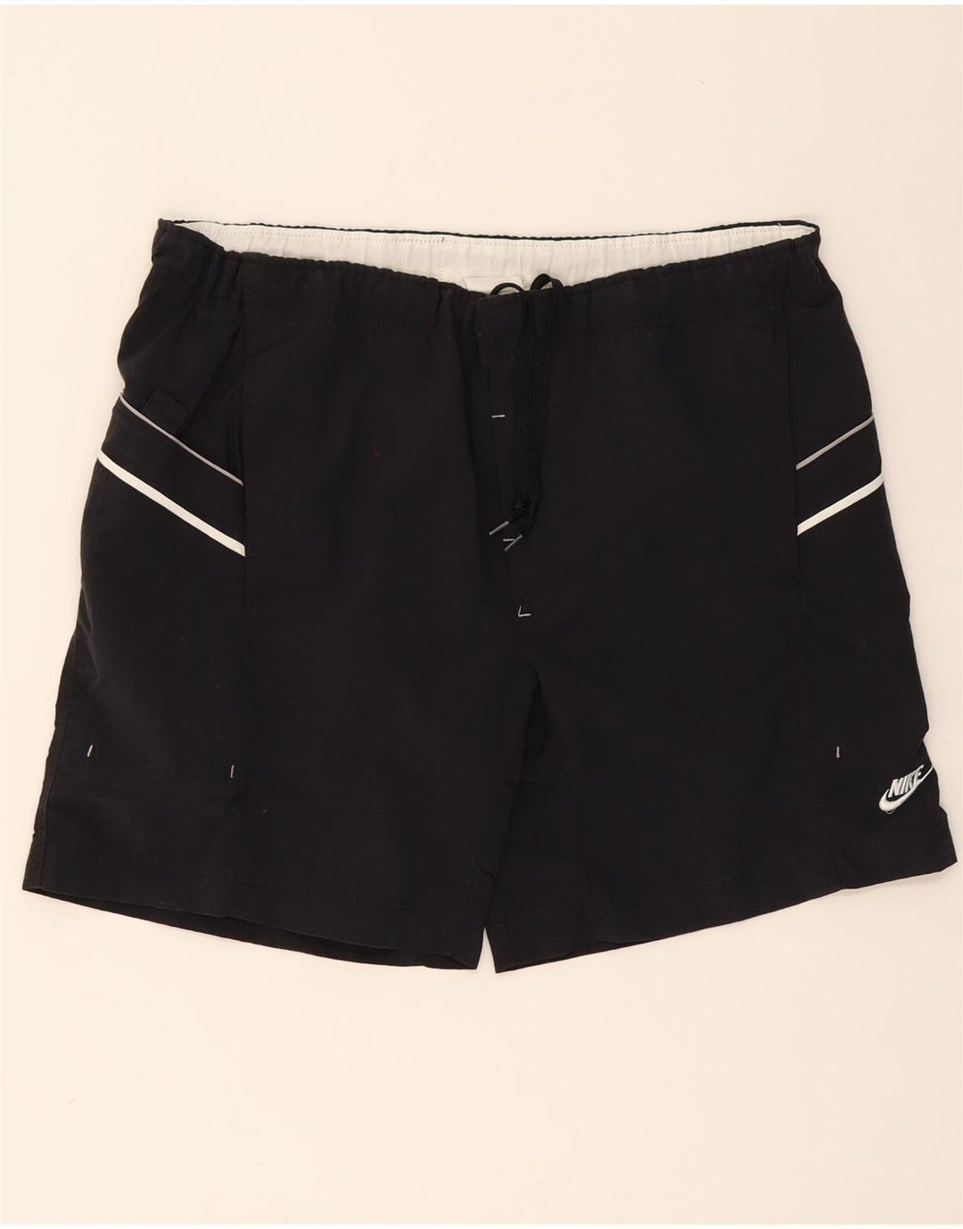 NIKE Mens Graphic Sport Shorts Large Black Vintage Nike and Second-Hand Nike from Messina Hembry 