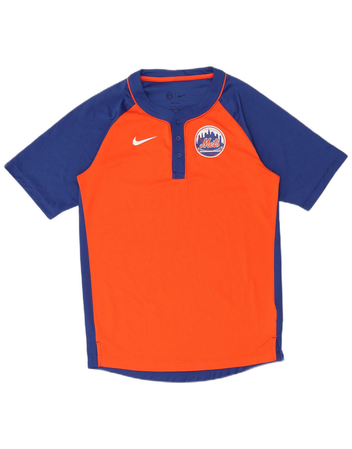 Nike Herren New York Mets T-Shirt Top Small Orange Colourblock Polyester