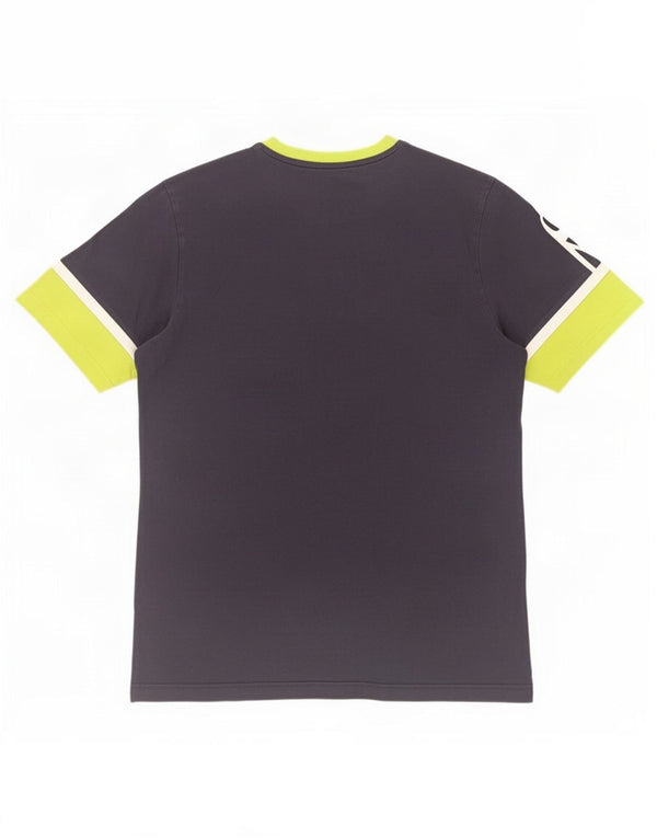 Adidas Mens Graphic T-Shirt Top Medium Navy Blue Colourblock Cotton