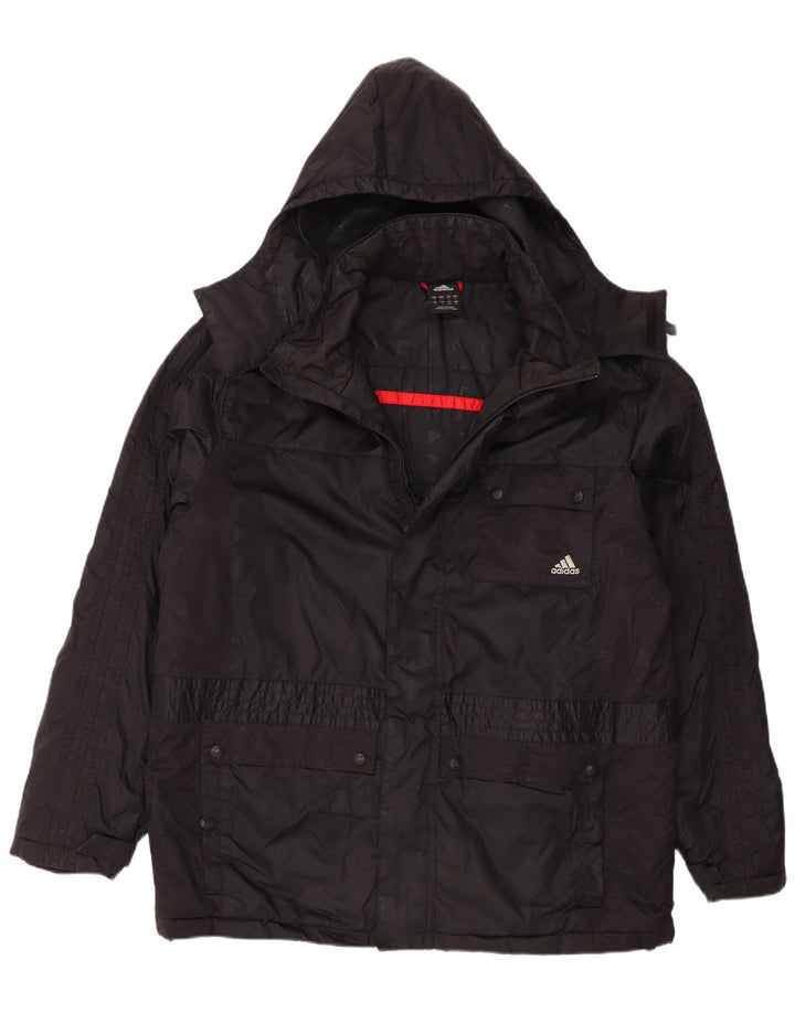 Adidas Herren Kapuzen-Utility-Jacke UK 40 Large Schwarz Polyamid