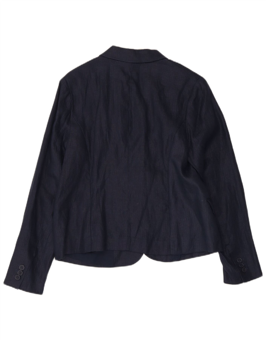 Monsoon Damen-Blazerjacke mit 1 Knopf, UK 14, Größe L, marineblaues Leinen