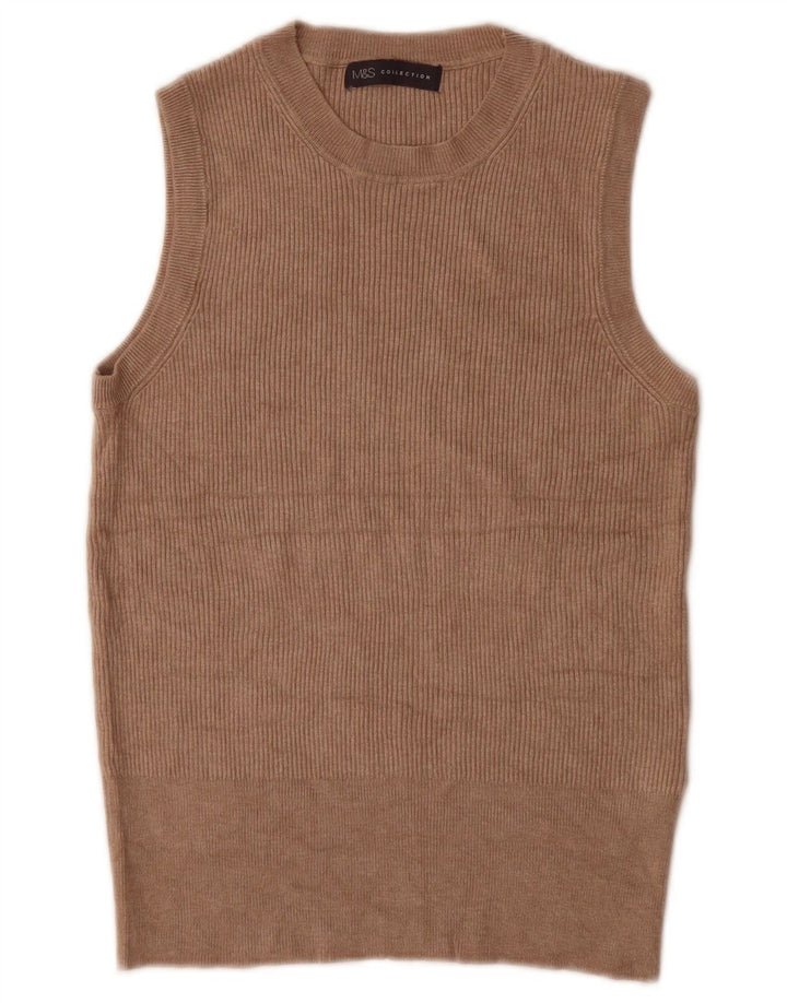Marks & Spencer Damen Weste Tank Top UK 16 Large Braune Viskose