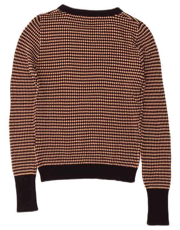 Zara Damen Crop Crew Neck Pullover Pullover UK 12 Mittelbraun gestreift