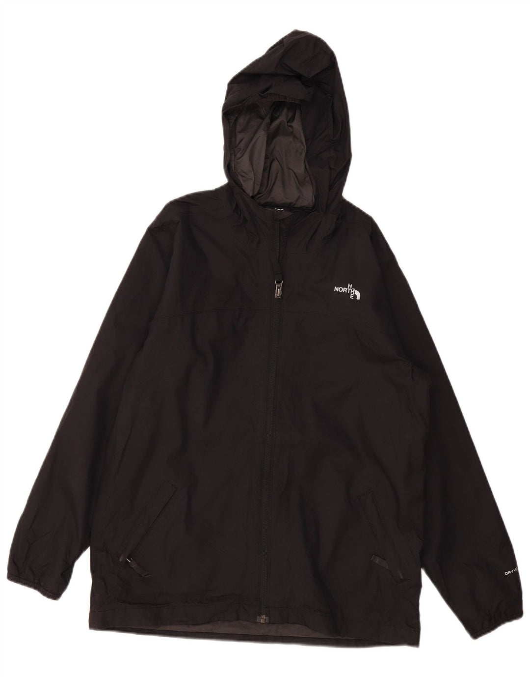 THE NORTH FACE Jungen-Regenjacke mit Kapuze, 11–12 Jahre, groß, schwarzes Polyester