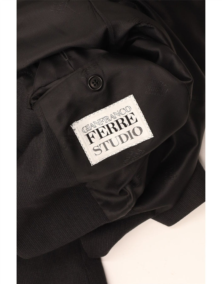 GIANFRANCO FERRE Herren-Blazer mit 3 Knöpfen, UK 38, Mittelschwarz, Nadelstreifen