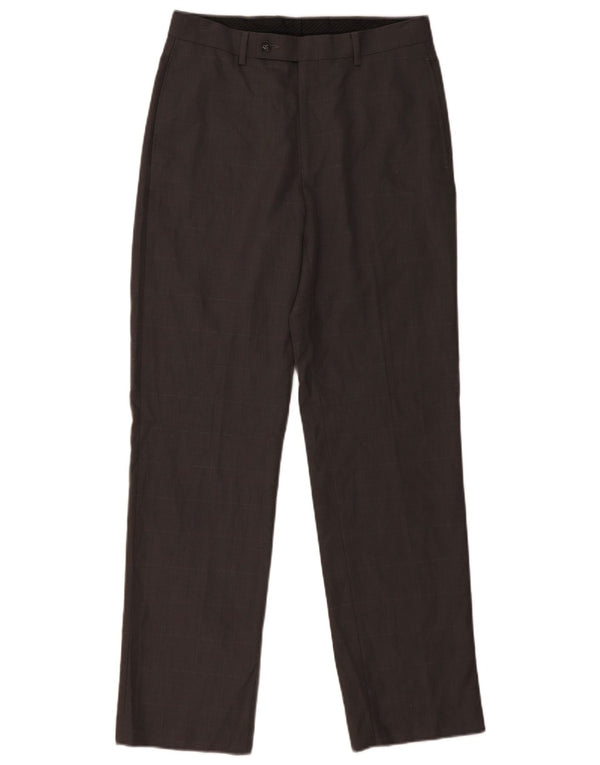 CALVIN KLEIN Gerade Herrenanzughose W30 L32 Grau kariertes Polyester