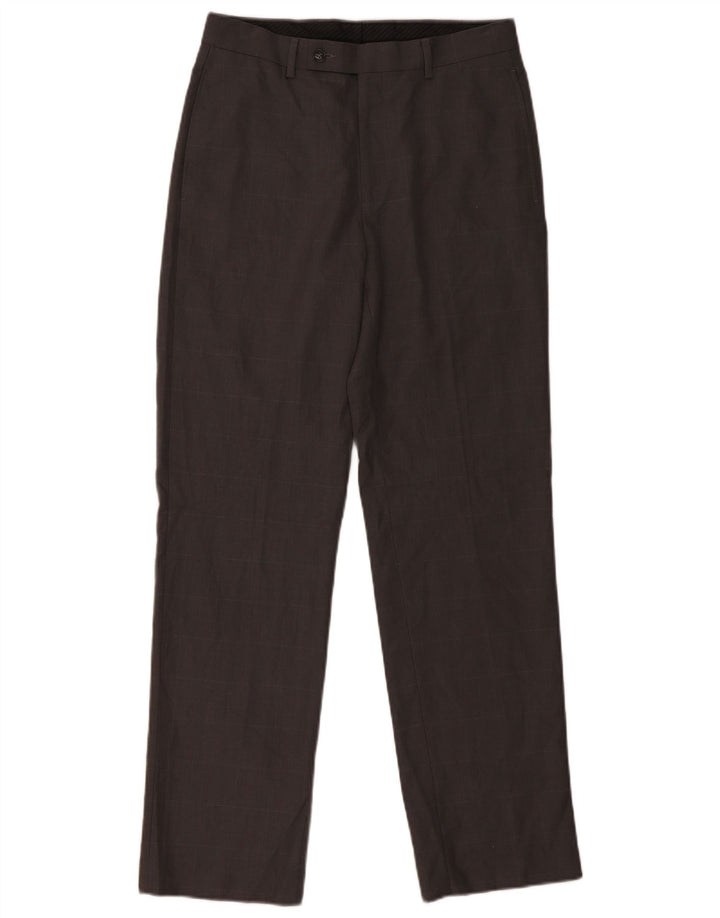 CALVIN KLEIN Gerade Herrenanzughose W30 L32 Grau kariertes Polyester