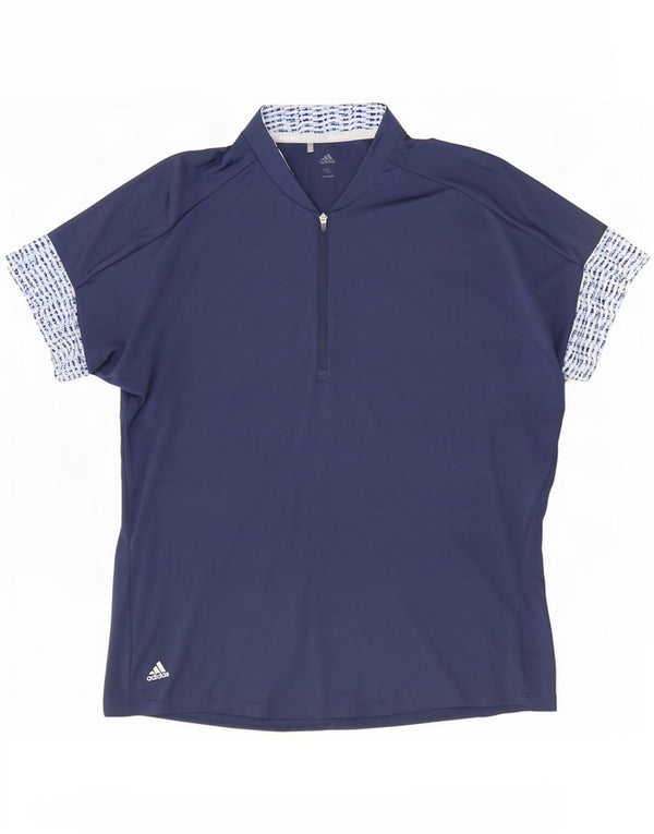 Adidas Herren-T-Shirt mit Reißverschluss, XL, Marineblau meliert