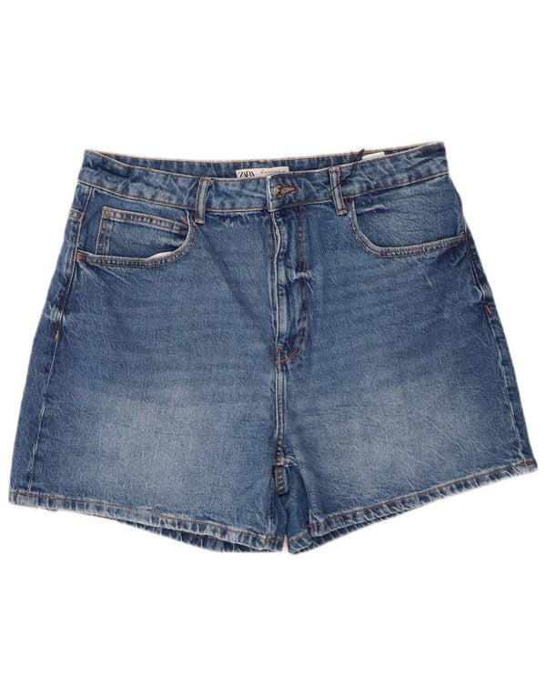 Zara Damen Jeansshorts mit hoher Taille, EU 44, XL, W34, blaue Baumwolle