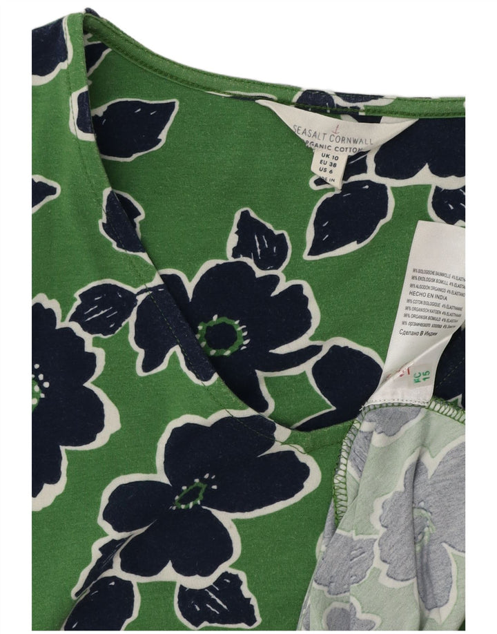 SEASALT CORNWALL Damen-A-Linien-Kleid, Gr. 10, Größe S, grün, geblümt, Baumwolle