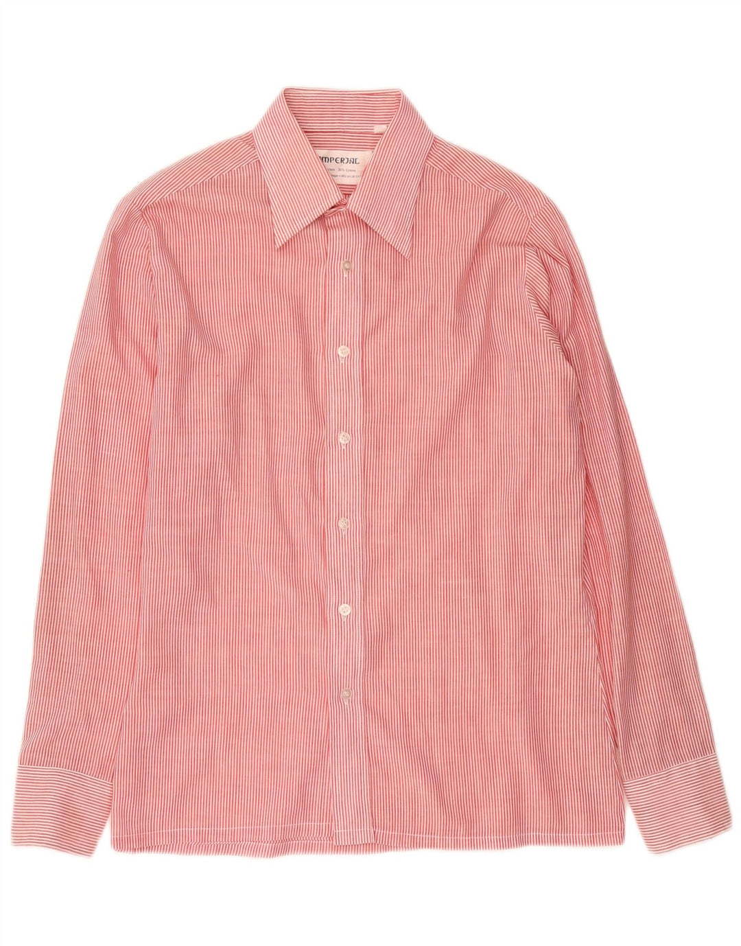 Imperial Herrenhemd Größe 39 15 1/2 Mittelrotes Nadelstreifen-Polyester