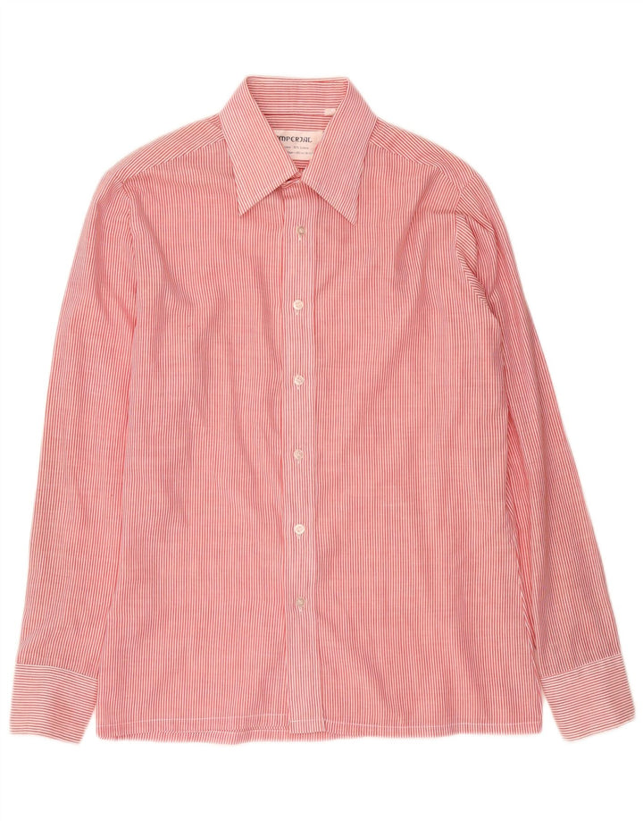 Imperial Herrenhemd Größe 39 15 1/2 Mittelrotes Nadelstreifen-Polyester