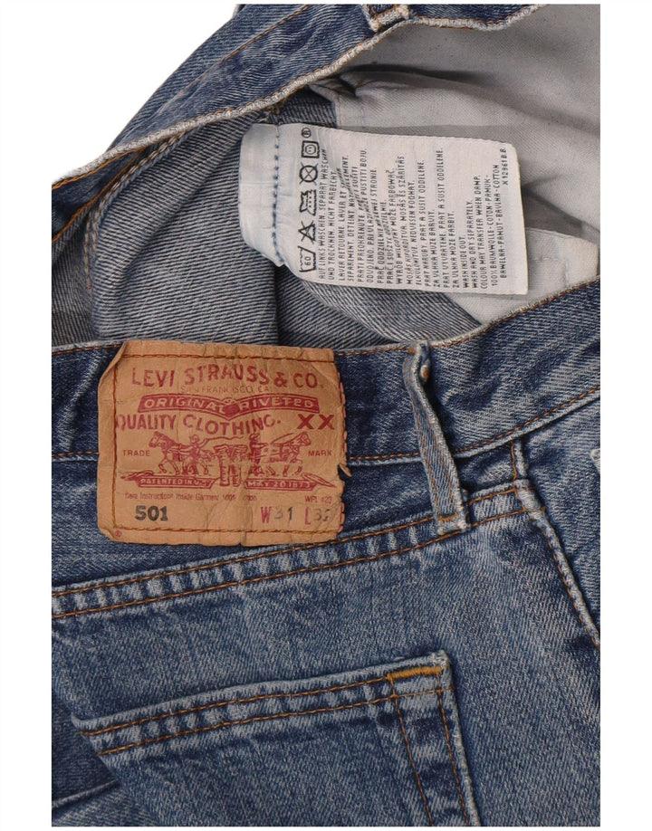 Levi's Damen 501 Distressed Straight Jeans W31 L32 Blaue Baumwolle