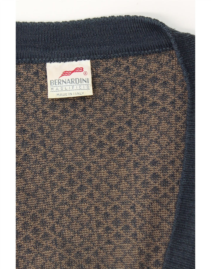 Bernardini Herren-Strickjacke, mittlere marineblaue geometrische Wolle