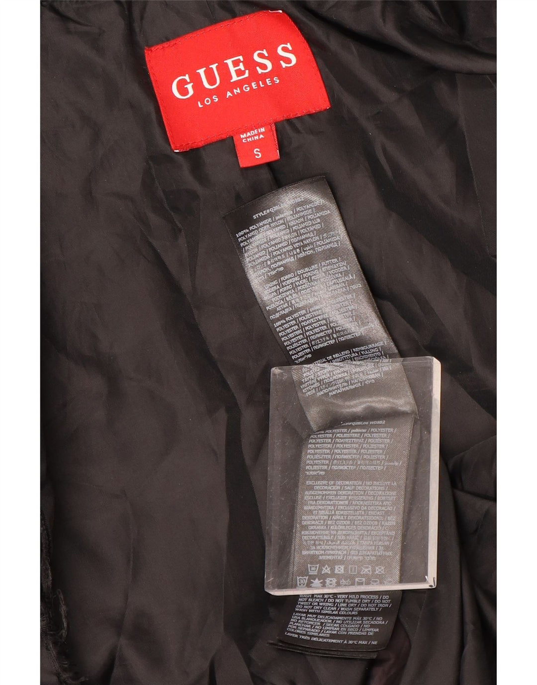 Guess Damen Graphic Wattierte Jacke UK 10 Small Schwarz Polyester