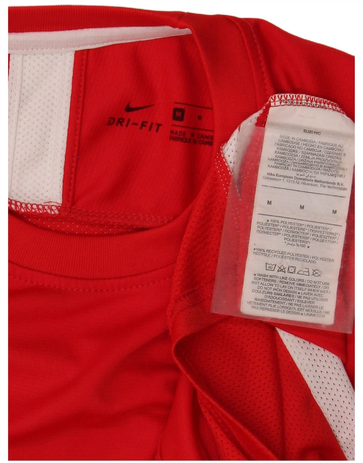 Nike Herren Dri Fit T-Shirt-Oberteil Mittelrotes Farbblock-Polyester