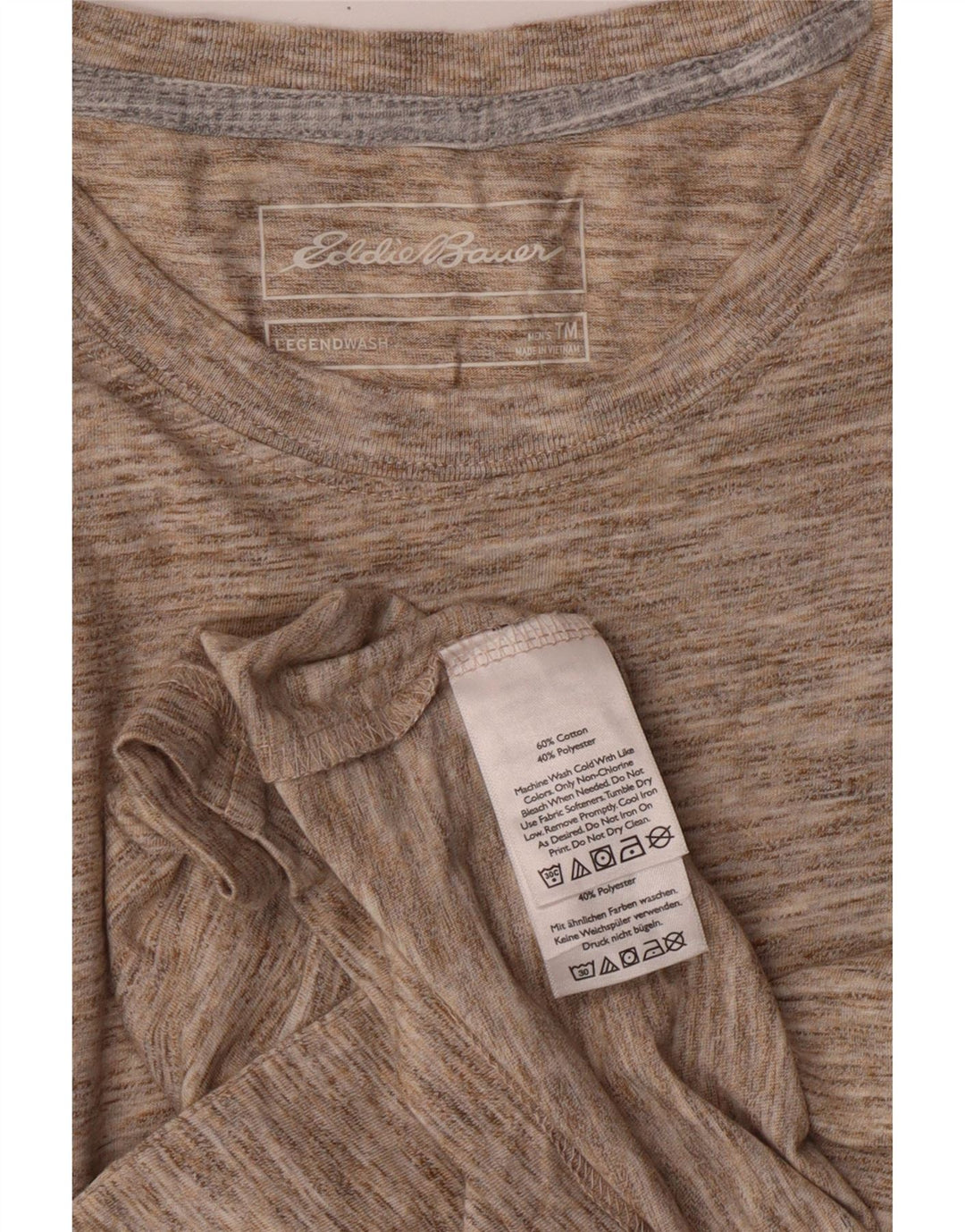 Eddie Bauer Herren-T-Shirt-Oberteil aus mittelbeigemelierter Baumwolle