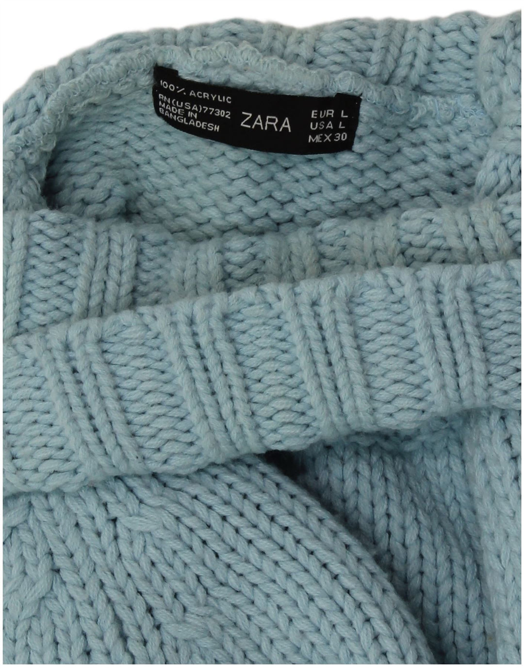 Rollkragenpullover für Damen von Zara, Gr. 44, Größe L, Blau, Acryl
