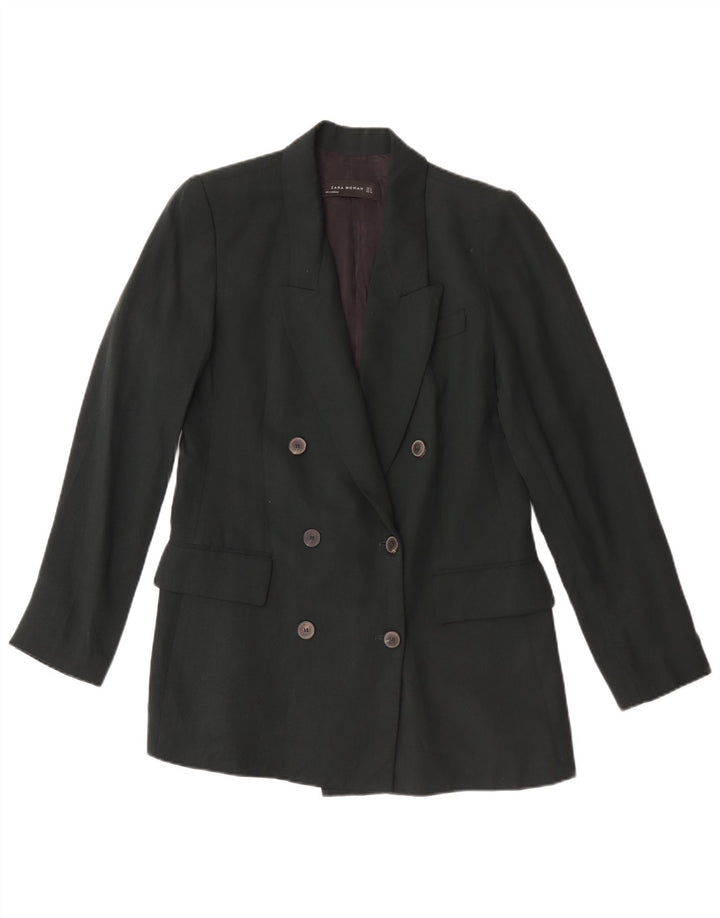 Zweireihiger Blazer für Damen von Zara, Gr. 10, Größe S, Grün, Lyocell