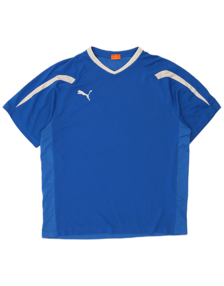Puma Herren T-Shirt Top Large Blau Colourblock Polyester
