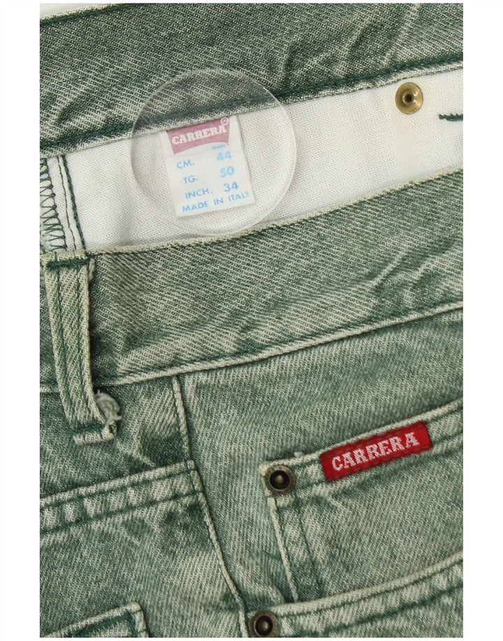 CARRERA Herren verkürzte Jeans mit hoher Taille, Größe 50, Größe L, W34, L25, grüne Baumwolle