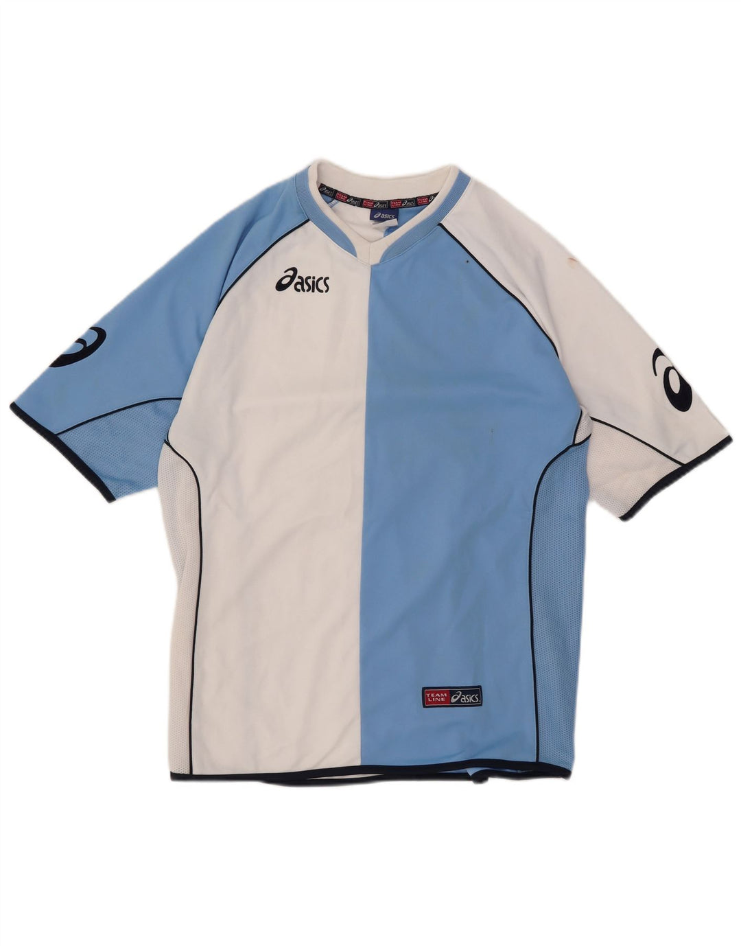 Asics Herren Grafik-T-Shirt-Oberteil Mittelblaues Colourblock-Polyester