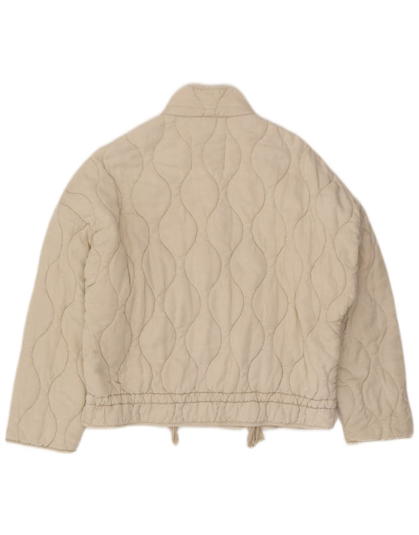 Zara Damen Übergroße Steppjacke UK 10 Small Beige Baumwolle