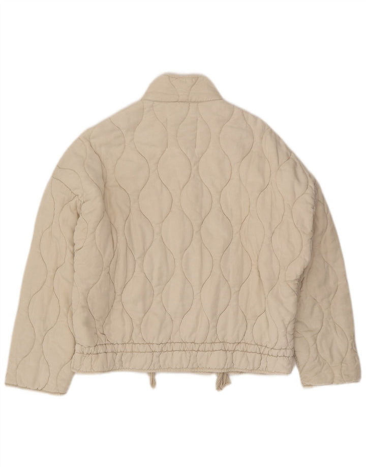 Zara Damen Übergroße Steppjacke UK 10 Small Beige Baumwolle