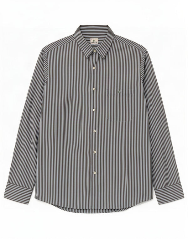 Lacoste Mens Shirt Size 44 XL Blue Pinstripe Cotton