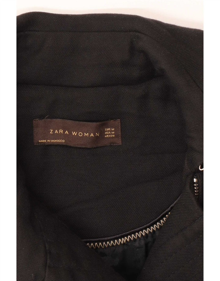 Zara Damen Mantel UK 12 Mittelschwarze Baumwolle