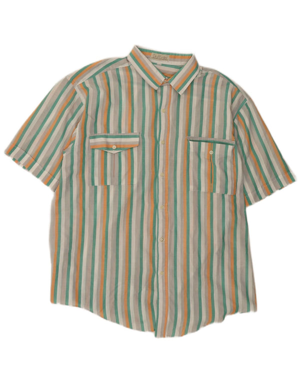 Vintage Herren Kurzarmhemd Größe 43 XL Mehrfarbig gestreift aus Polyester