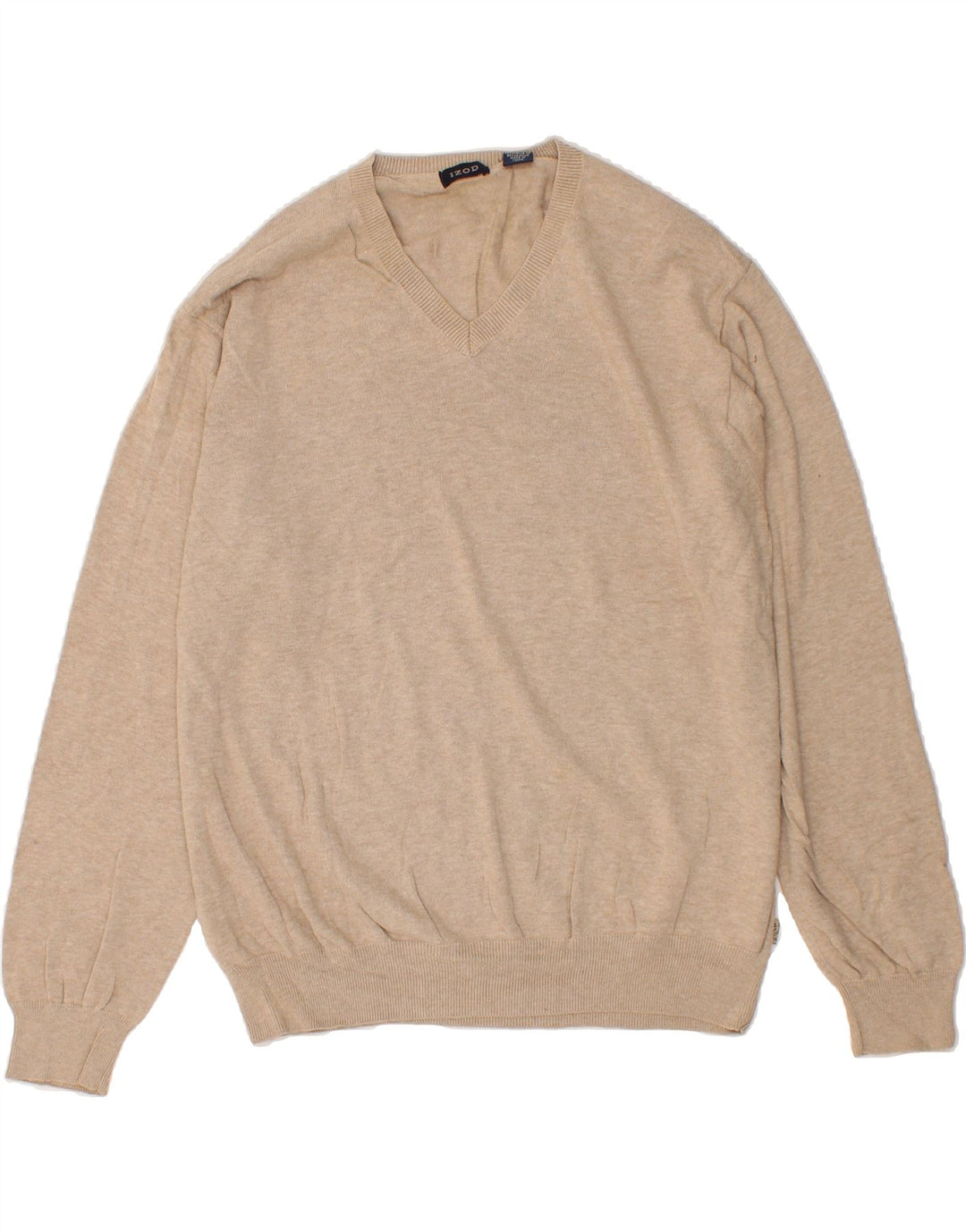 IZOD Mens V-Neck Jumper Sweater XL Beige Cotton Vintage Izod and Second-Hand Izod from Messina Hembry 