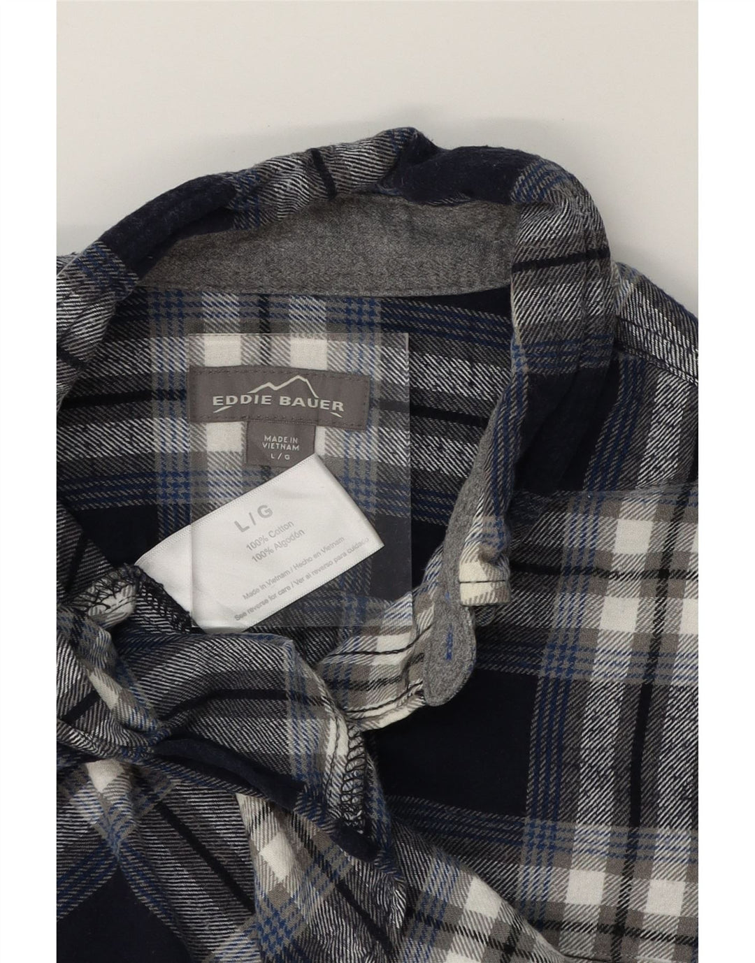 EDDIE BAUER Mens Flannel Shirt Large Navy Blue Check Cotton Vintage Eddie Bauer and Second-Hand Eddie Bauer from Messina Hembry 