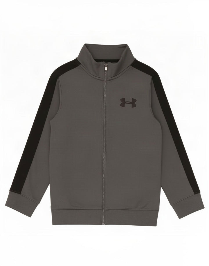 Under Armour Jungen-Trainingsanzug-Top-Jacke, 7–8 Jahre, Größe S, Grau, Farbblock