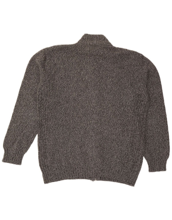 Conte of Florence Herren-Cardigan-Pullover 2XL Grau gefleckte Wolle