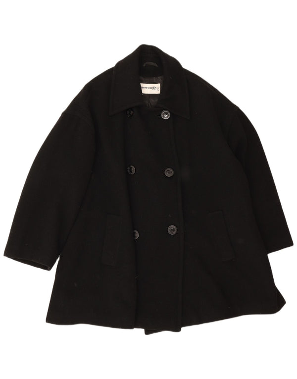 Pierre Cardin Damen Zweireihiger Mantel UK 20 2XL Schwarze Wolle