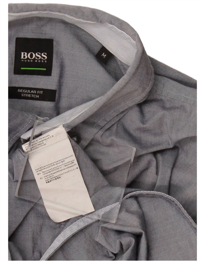 HUGO BOSS Herren-Hemd mit normaler Passform, mittelmarineblaue Baumwolle