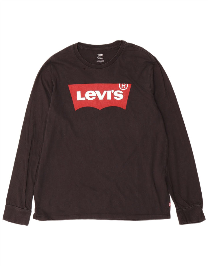 Levi's Herren-Oberteil mit Grafik, Standard-Passform, langärmlig, groß, aus schwarzer Baumwolle