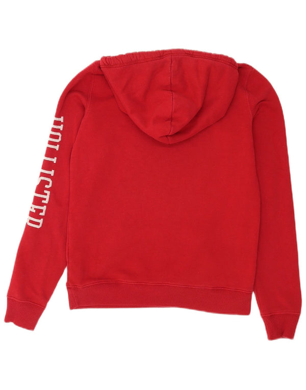 Hollister Womens Graphic Relaxed Fit Hoodie Pullover UK 4 XS Rote Baumwolle