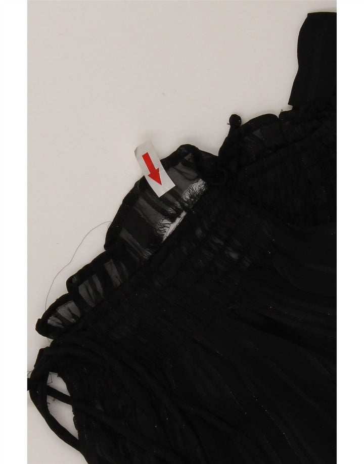 Marks & Spencer Damen Übergroßes, langärmliges, durchsichtiges Top, UK 6 XS, Schwarz