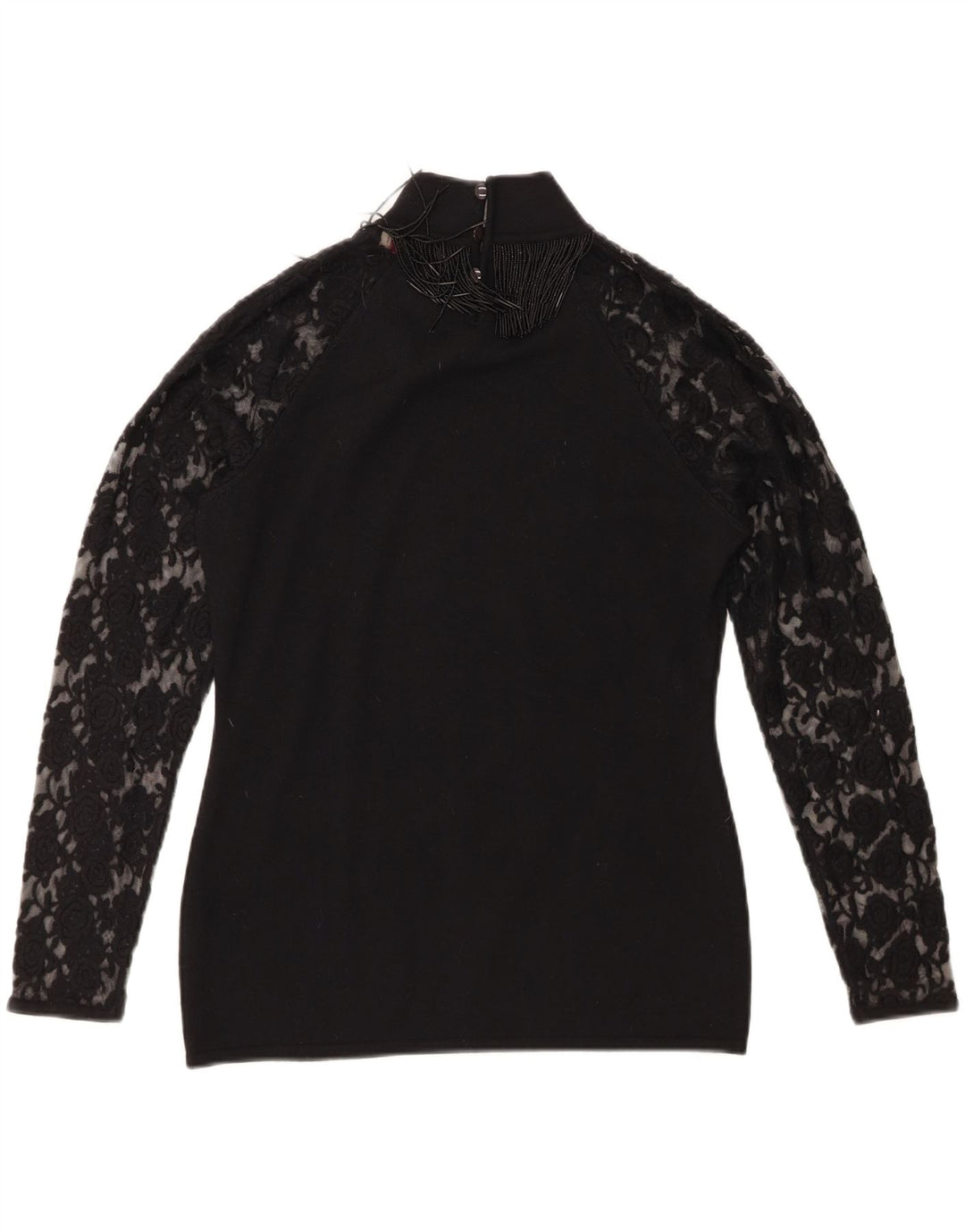 Roccobarocco Damen Top Langarm UK 14 Mittelschwarze Merinowolle