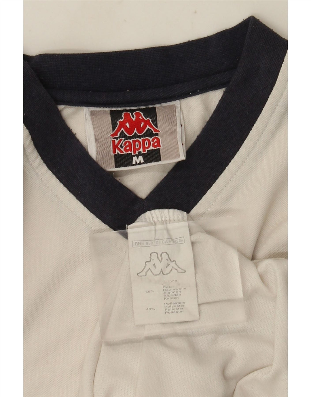 Kappa Herren-T-Shirt-Oberteil aus mittelweißer Colourblock-Baumwolle