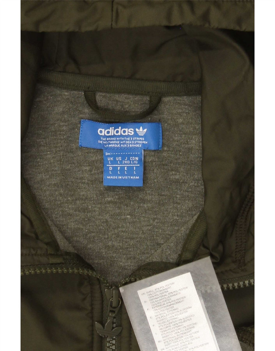 Adidas Herren-Kapuzenpullover mit Reißverschluss, groß, grün, Polyester