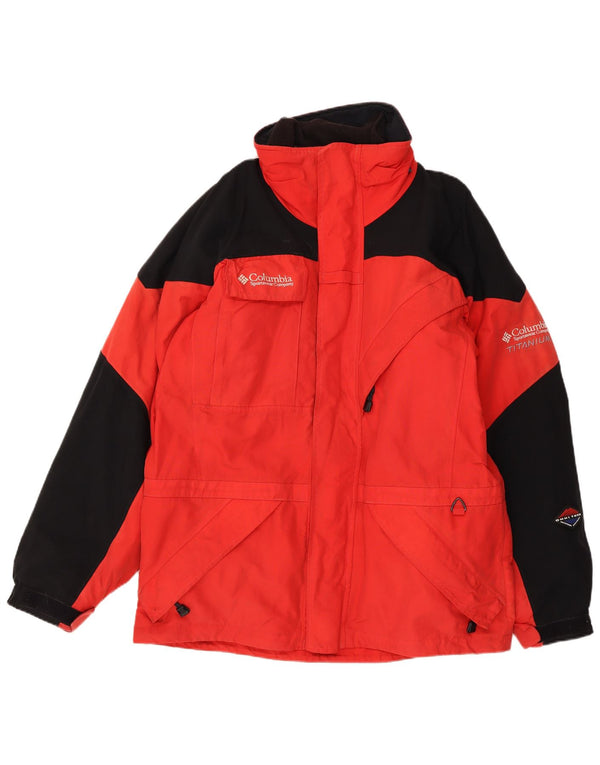 Columbia Herren-Skijacke mit Grafik, UK 40, großes rotes Farbblock-Polyester
